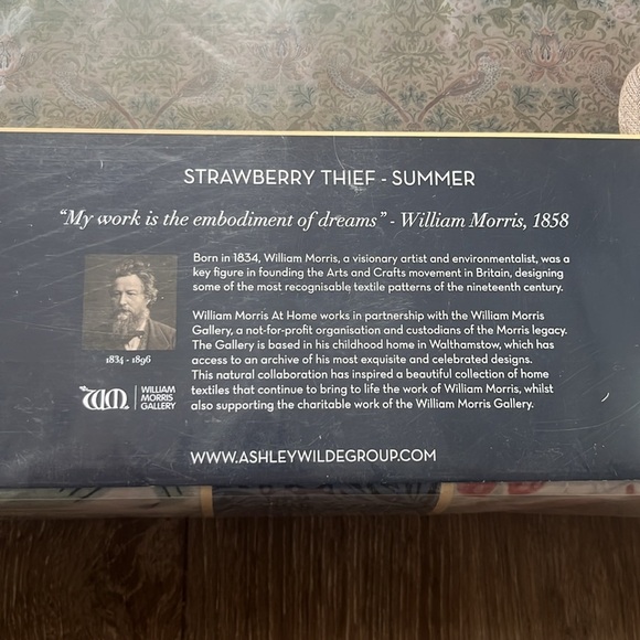 WILLIAM MORRIS England Strawberry Thief Summer King Duvet Cover Set Shams NEW - Picture 9 of 11